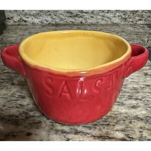 Alfa Italy Ceramic Salsa Bowl Red Yellow Glossy 5" Diameter 3.5" Height Round